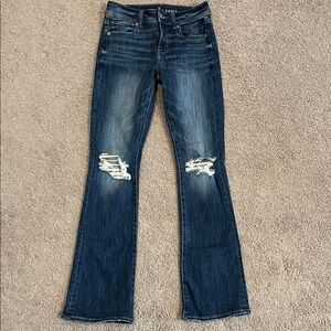 American Eagle Outfitters Indigo Distressed Flare Jeans